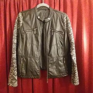 NWOT Leather/Sweater Sleeve Jacket